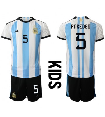 Argentina Leandro Paredes #5 Hemmakläder Barn VM 2022 Kortärmad (+ Korta byxor)